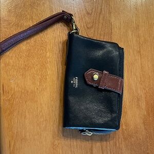 Fossil Black and Brown Leather Wallet